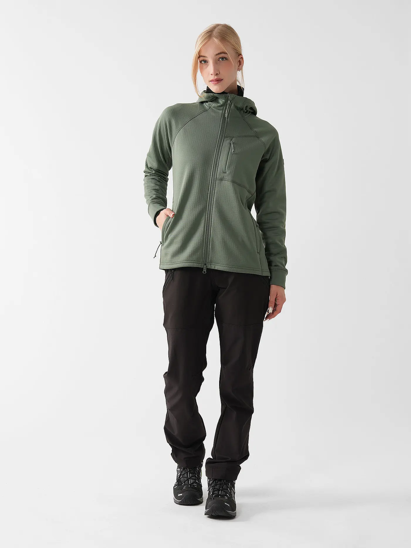 FJÄLLRÄVEN | Damen Fleecejacke Abisko Grid Fleece Hoodie | 